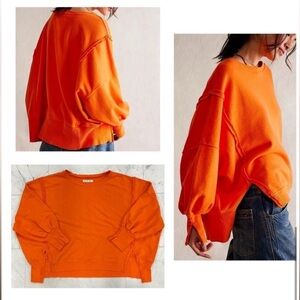 NWT Free People We The Free Camden Sweatshirt Orange Medium Color Sold Out HTF